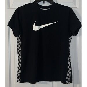 Nike Short Sleeve T-Shirt Size (M) Black W/ Checkered Sides